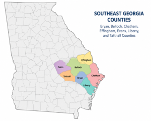 Find Local Businesses in Southeast Georgia. Map of the Southeast Counties Served.